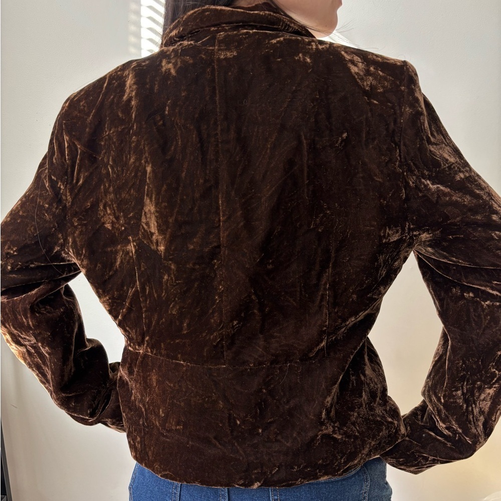 Y2K Fairycore Brown Velvet Veloir Jacket Fairy Indie Whymsigoth Medium Blazer - Picture 2 of 11